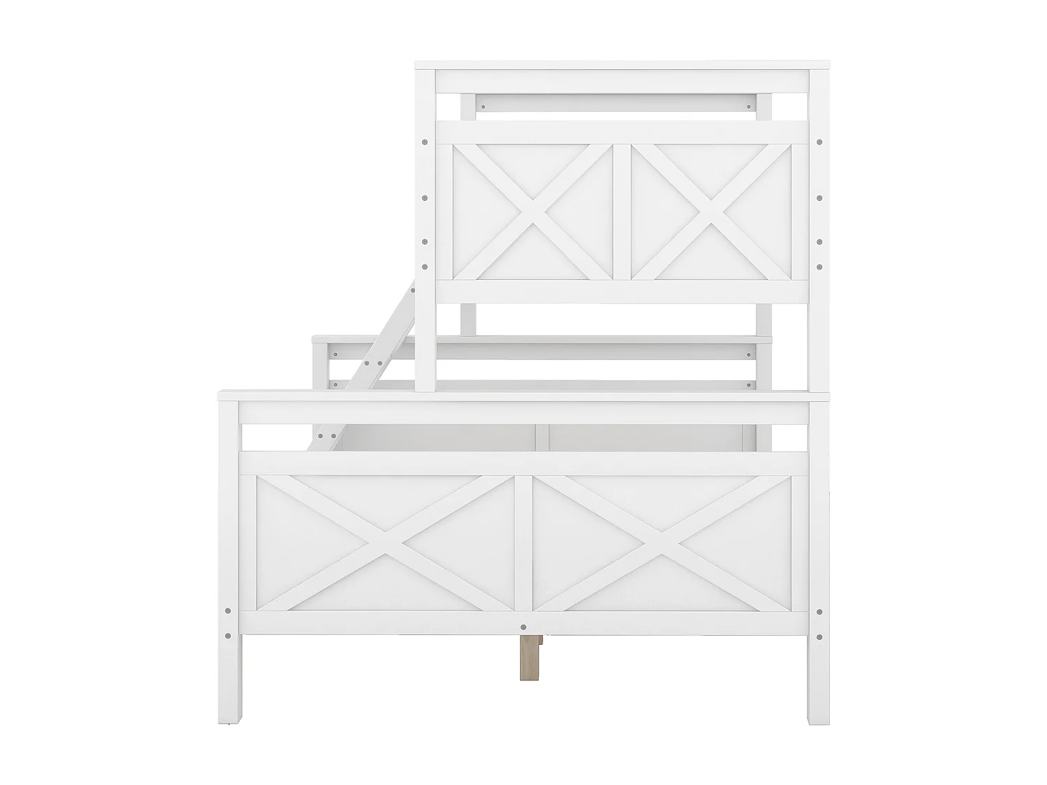 Lit superposé 3 places - 90 x 200 cm + 140 x 200 cm - Pin et MDF - Blanc