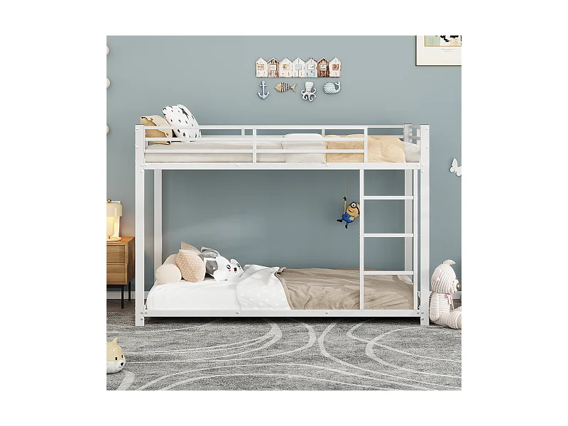 Etagenbett 2 x 90 x 200 cm - Eisenbett - weiß