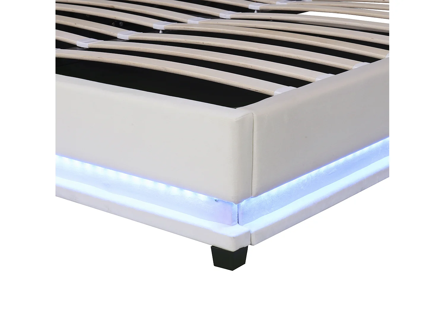 Opbergbed met verstelbaar hoofdeinde - 140 x 200 cm - fluweel - LED's - beige