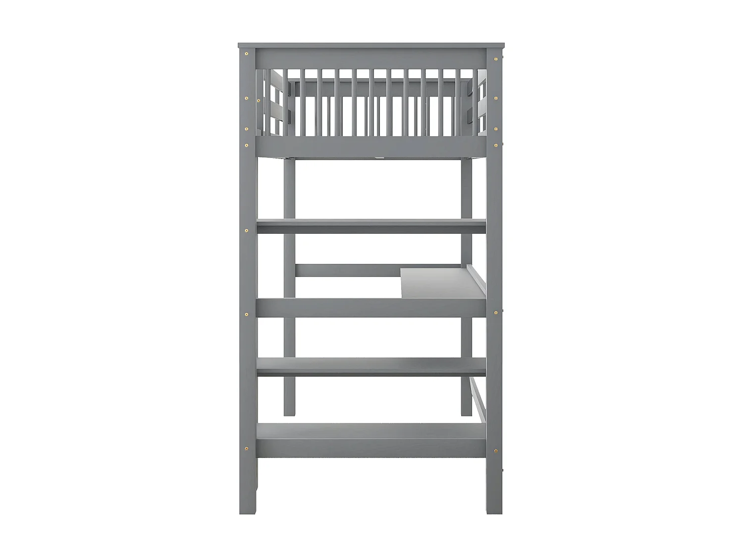 Kinderhoogslaper - 90 x 200 cm - bureau + opbergplanken - grijs