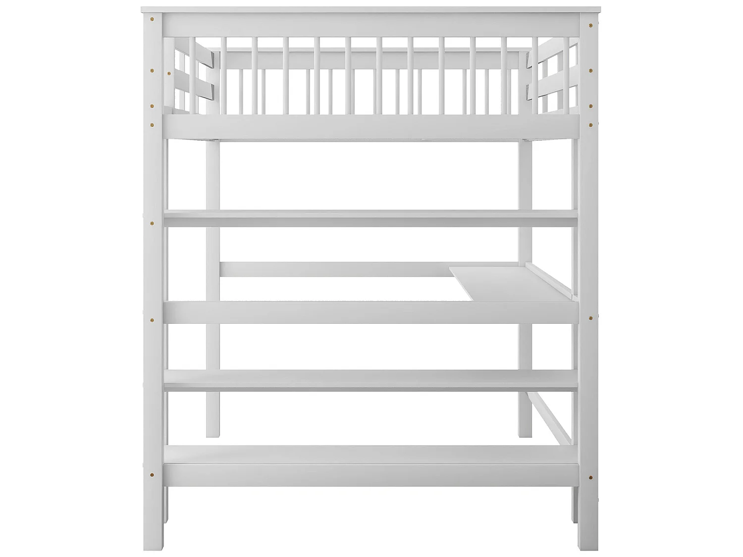 Mezzaninebed 140 x 200 cm - bureau + opbergplanken - grenen en MDF - wit