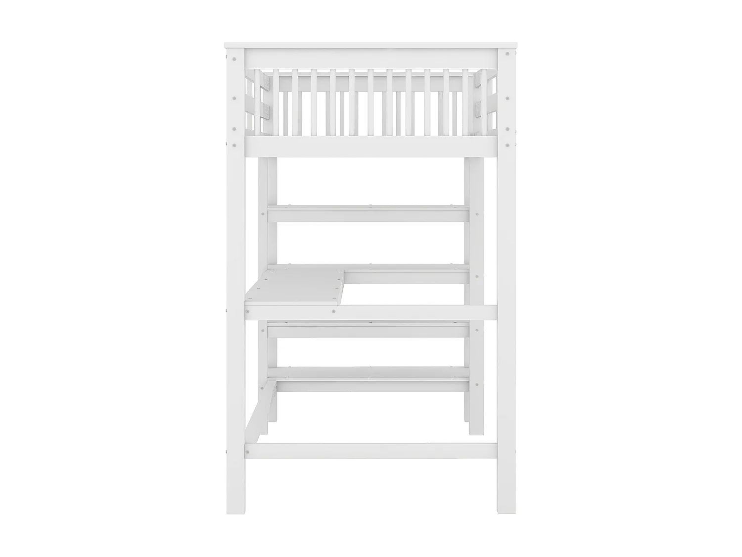 Letto a soppalco per bambini - 90 x 200 cm - scrivania + ripiani portaoggetti - bianco