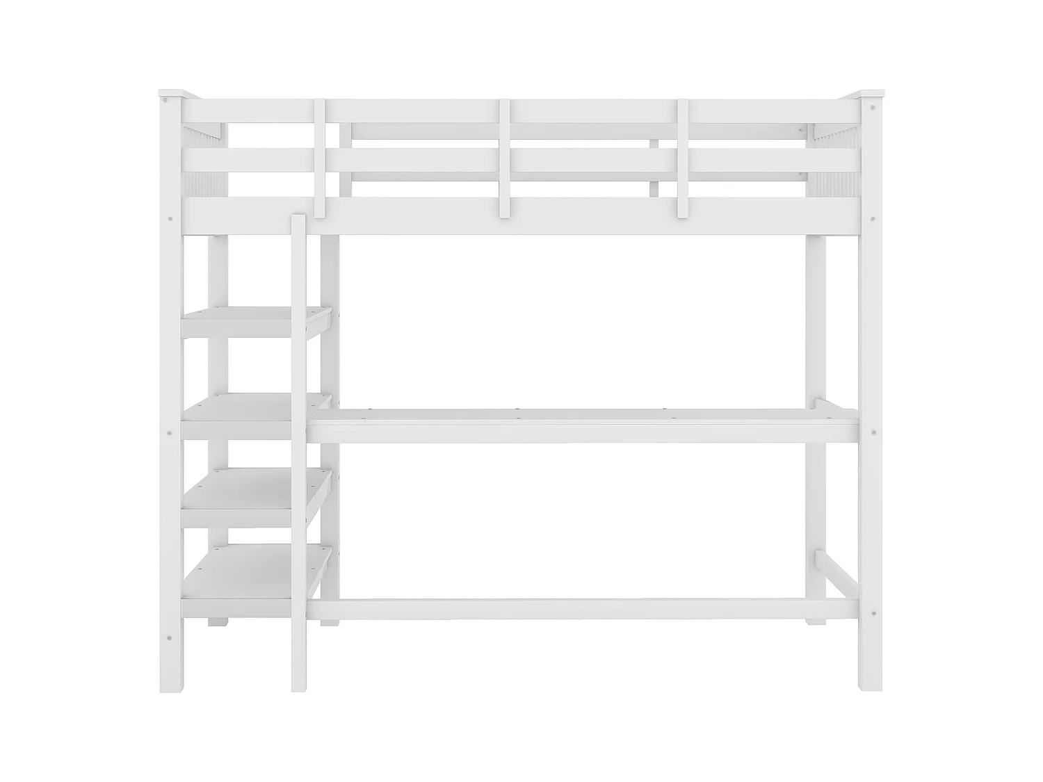 Lit mezzanine 90 x 200 cm pour enfant - bureau + étagères de rangement - blanc