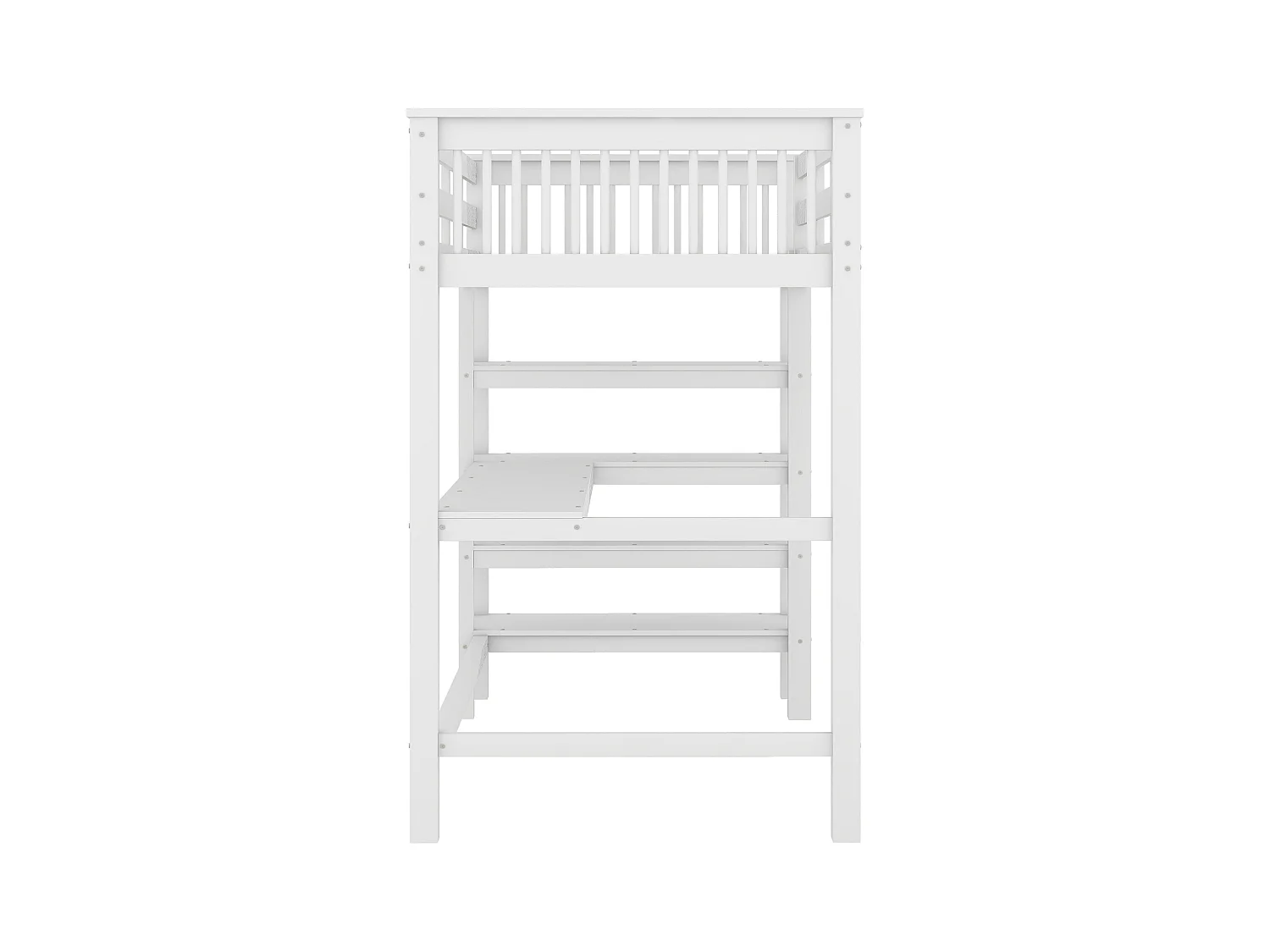 Lit mezzanine 90 x 200 cm pour enfant - bureau + étagères de rangement - blanc