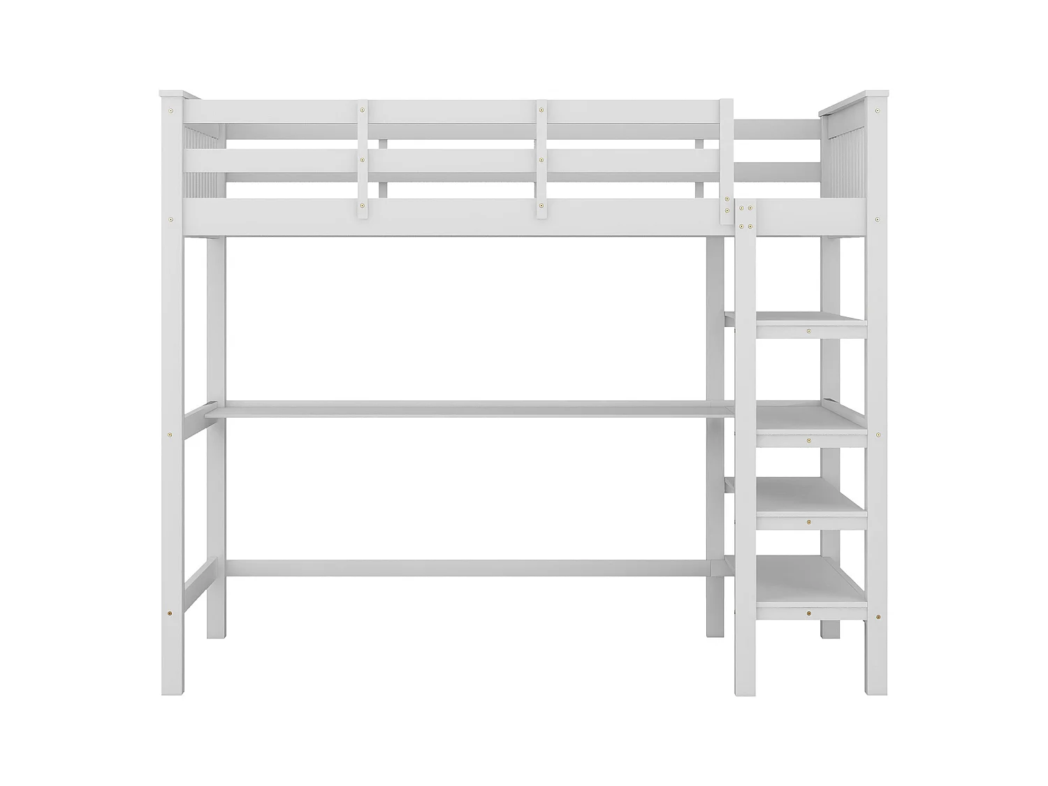 Lit mezzanine 90 x 200 cm pour enfant - bureau + étagères de rangement - blanc