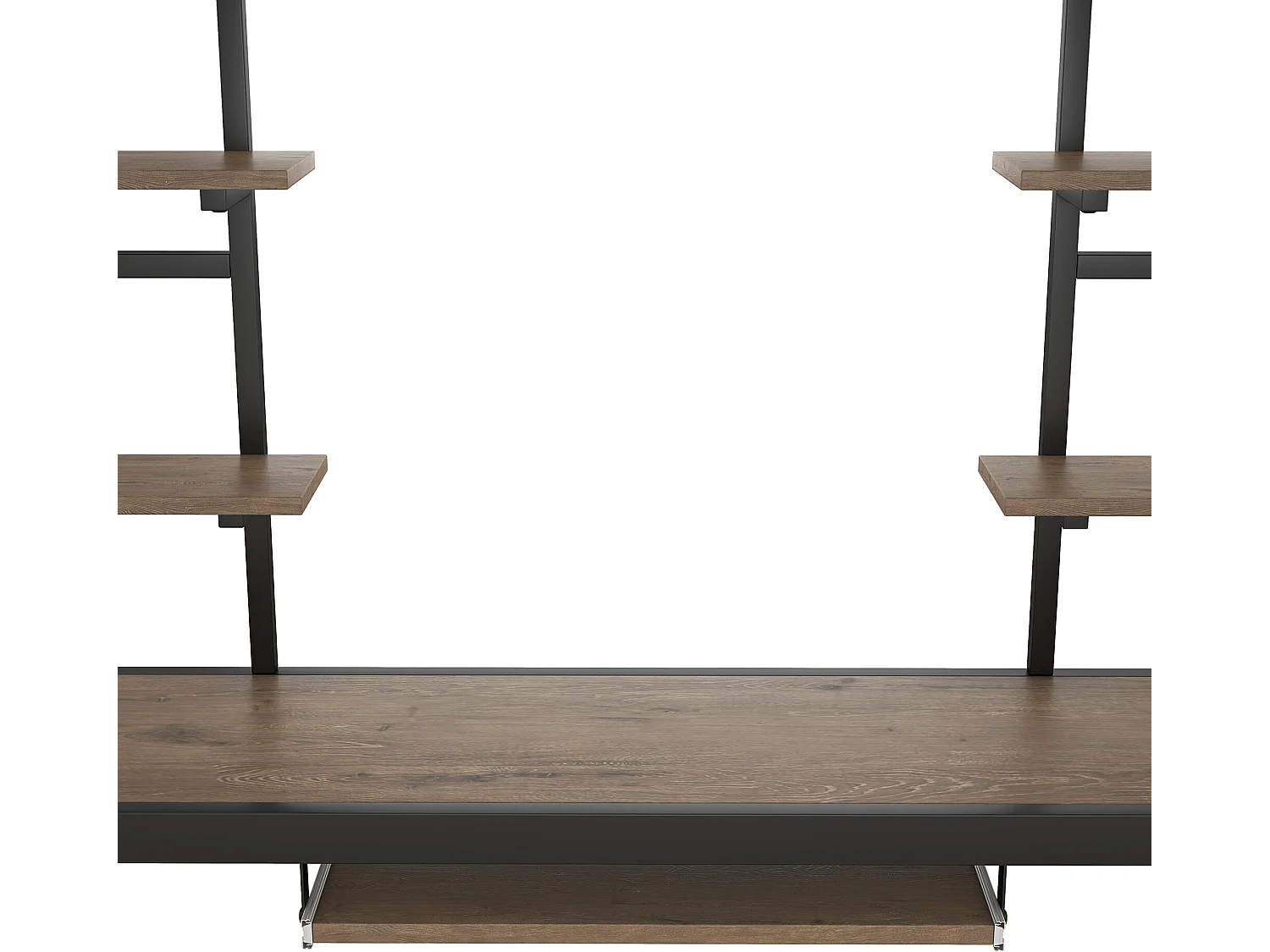 Lit mezzanine 140 x 200 cm - bureau et étagères - métal - noir