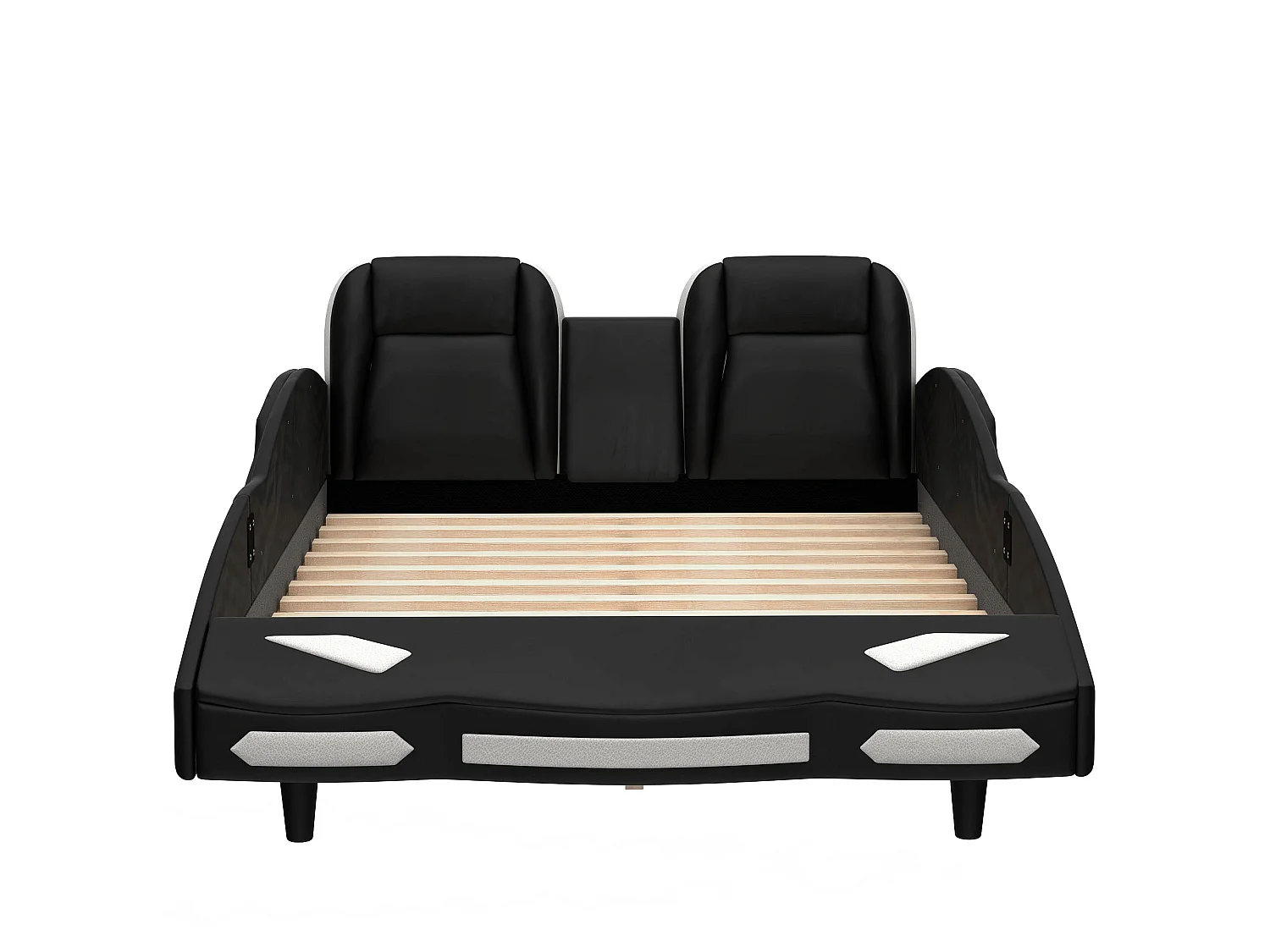 Lit voiture - 140 x 200 cm - cuir pu - Gris