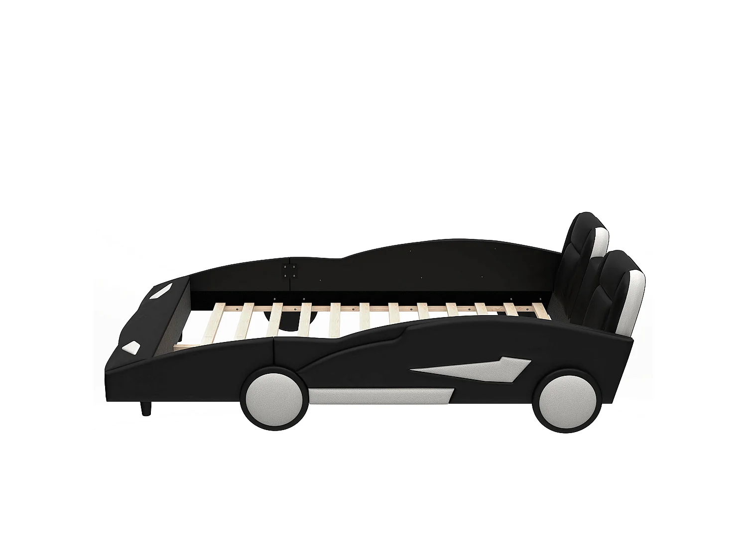 Lit voiture - 140 x 200 cm - cuir pu - Gris