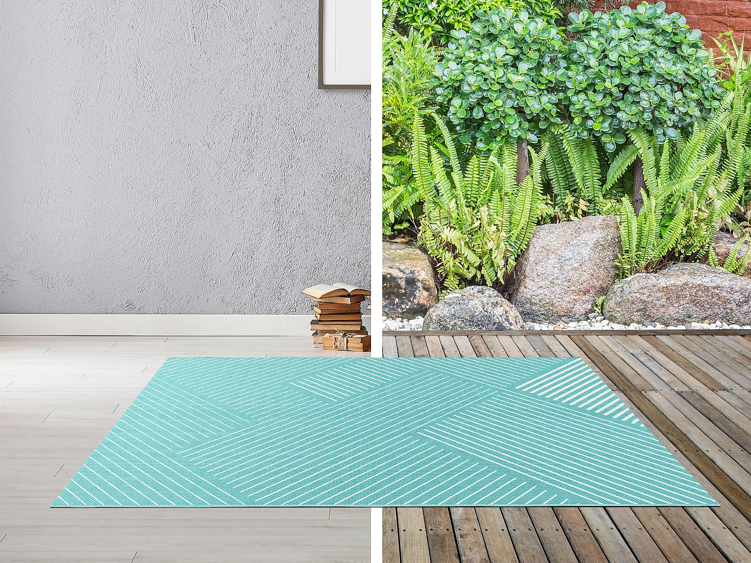 Tappeto interni o esterni geometrico 150 x 200 cm Blu - RIVIERA