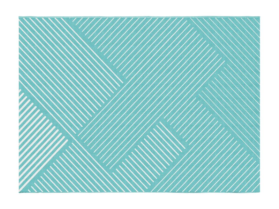 vente unique Tapis intérieur ou extérieur géométrique - 150 x 200 cm - bleu - RIVIERA