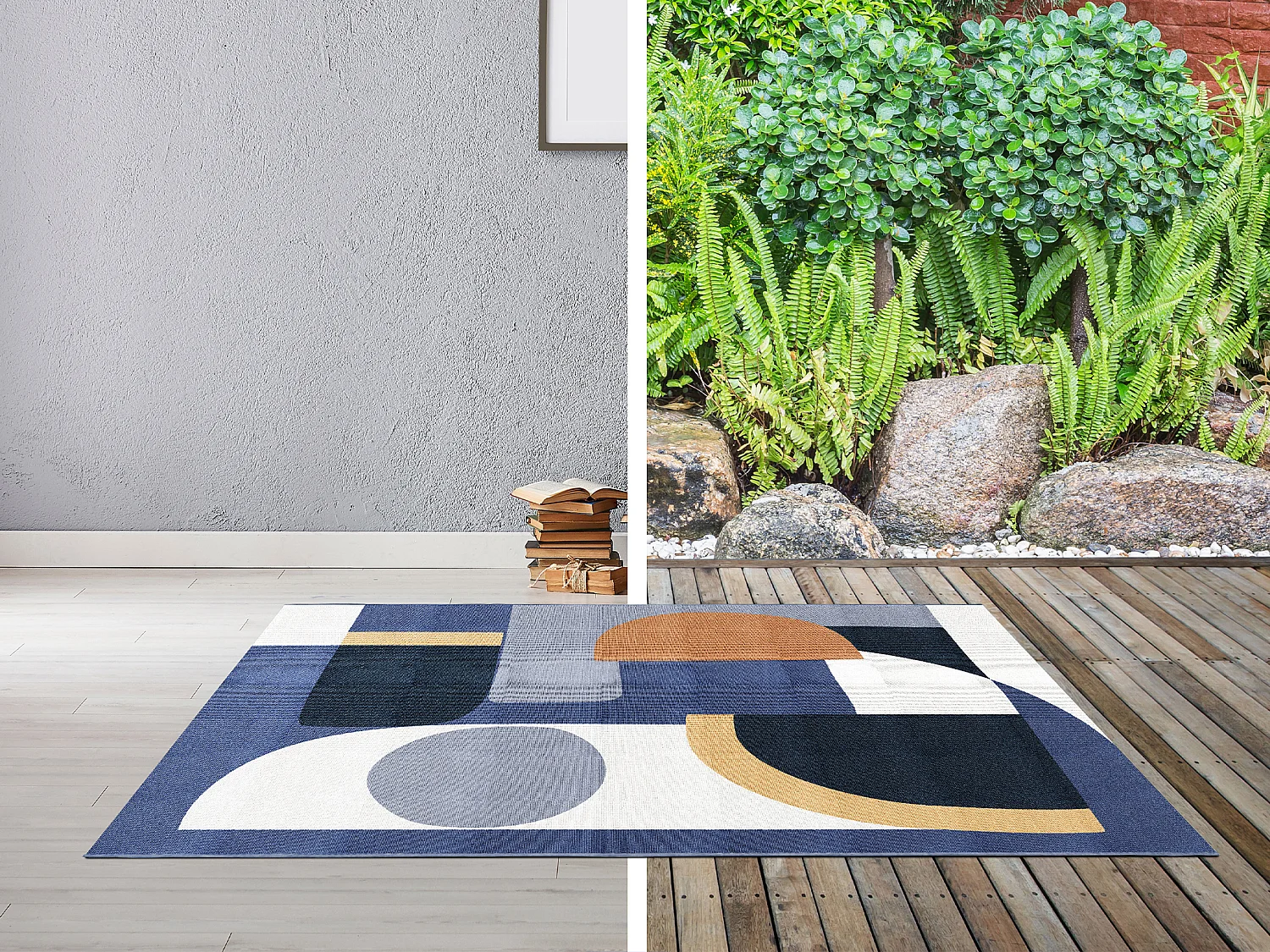 Designer-Teppich mit abstraktem Muster - Indoor oder Outdoor - 150 x 200 cm - Mehrfarbig - RONSARD