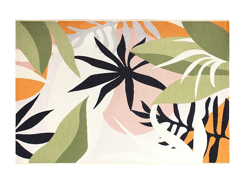 Tapis intérieur ou extérieur motif tropical - 200 x 300 cm - Multicolore - FLAVIA