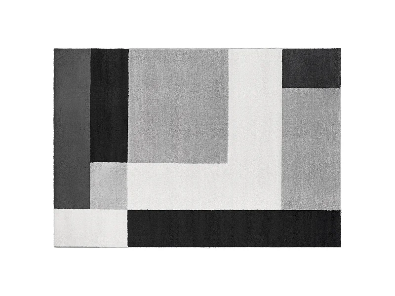 Tapis géométrique - 160 x 230 cm - Noir, blanc, gris - CARINO