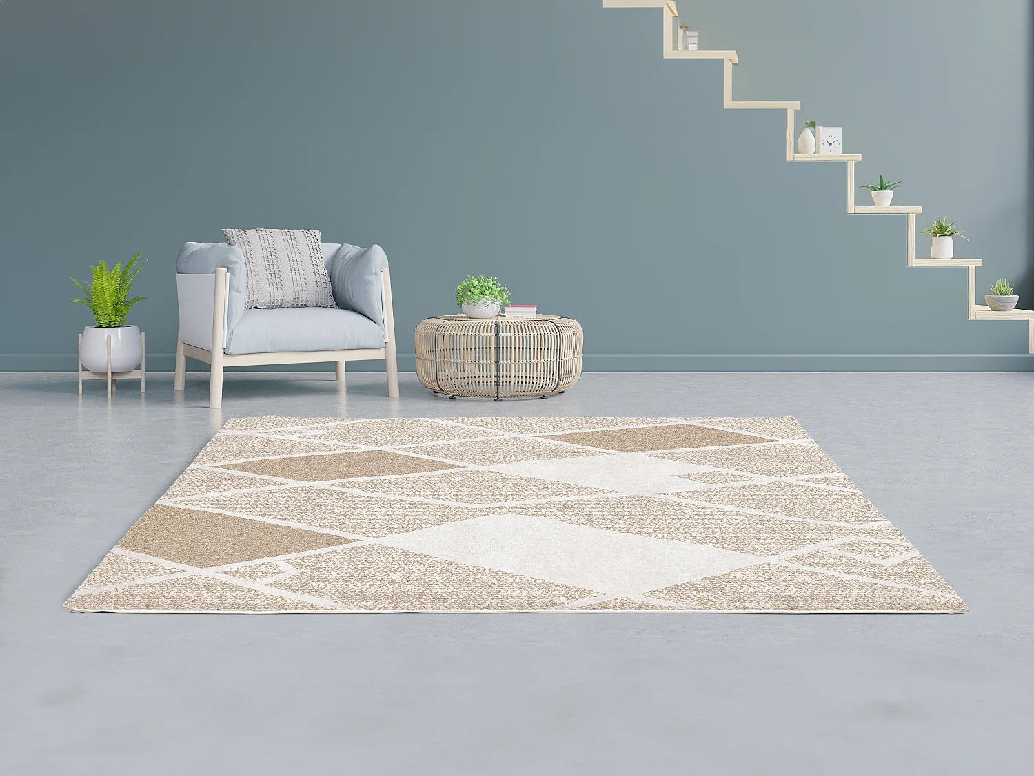 Geometrisch tapijt - 160 x 230 cm - Beige - LAZINA