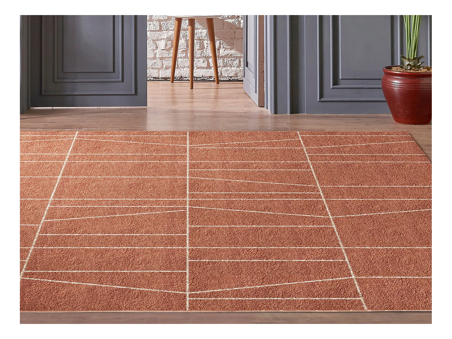 Geometrisch design-tapijt - 160 x 230 cm - Terracotta - CASCADE
