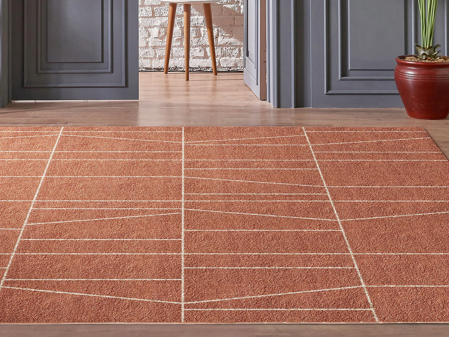 Geometrisch design-tapijt - 160 x 230 cm - Terracotta - CASCADE