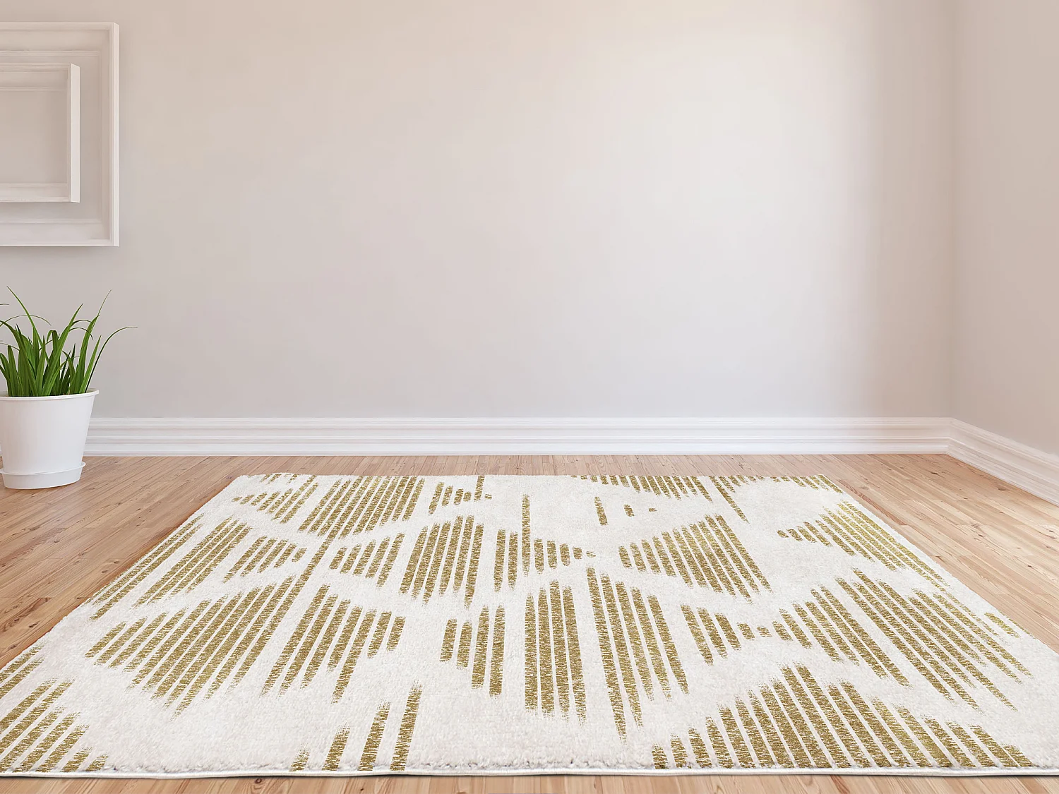 Alfombra shaggy geométrica - 160 x 230 cm - Beige y marrón - TANTIA