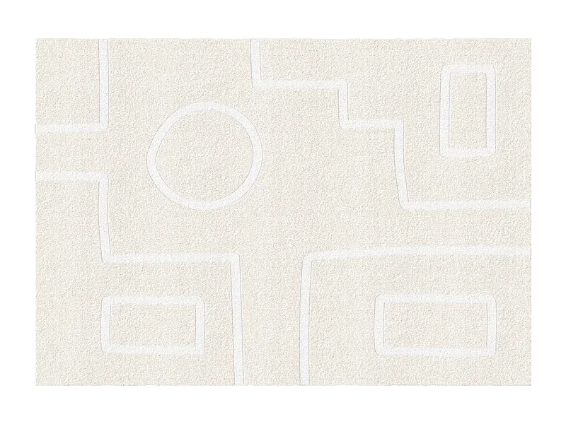 Tapis en relief à motifs asymétriques - 160 x 230 cm - Beige et blanc - DOMINIO