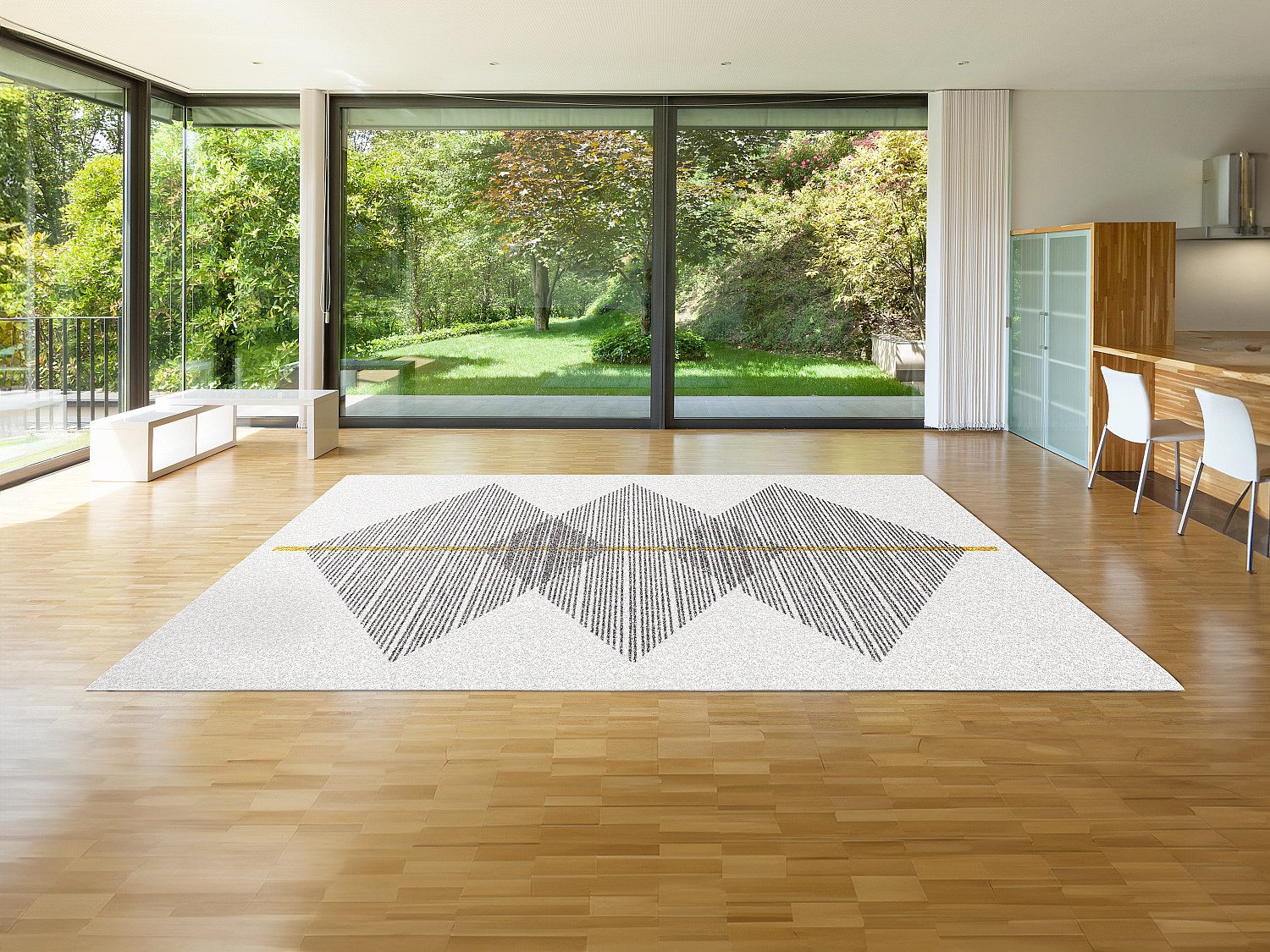 Teppich mit geometrischen Formen - 200 x 290 cm - Weiß & Grau - NIMIRIA günstig online kaufen
