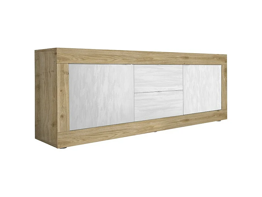 Buffet 4 portes, collection SKY, blanc laqué, idéal pour cuisine/salle à manger design