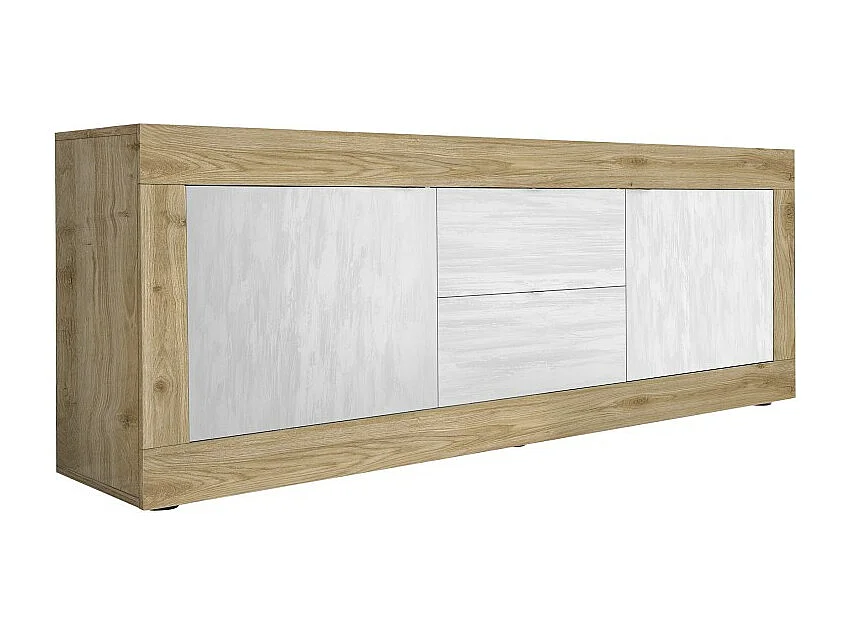 Buffet 4 portes, collection SKY, blanc laqué, idéal pour cuisine/salle à manger design