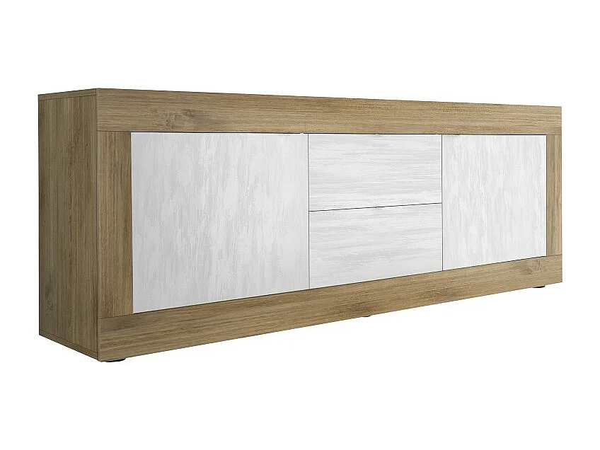 Buffet 4 portes, collection SKY, chêne noir, idéal pour cuisine/salle à manger design