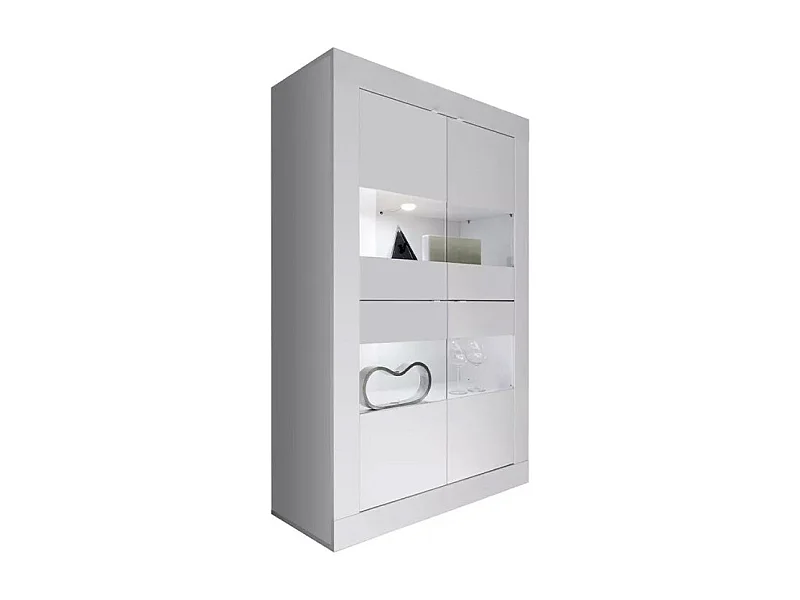 Vitrine 4 deuren in glas zonder verlichting, collectie ISORA, kleur glanzend wit lak