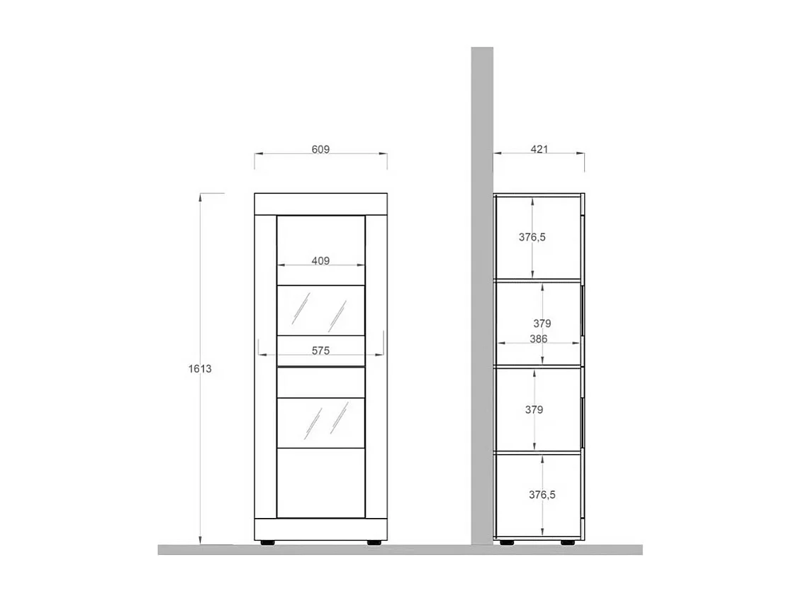 Vitrine design 2 portes collection ACCESS. Coloris blanc et chêne clair