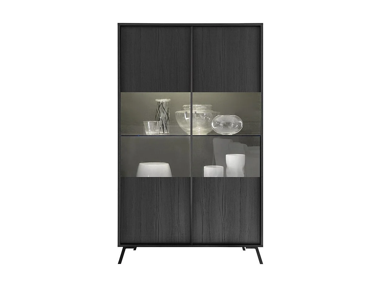 Vitrine 2 portes collection SKY. Coloris chêne noir