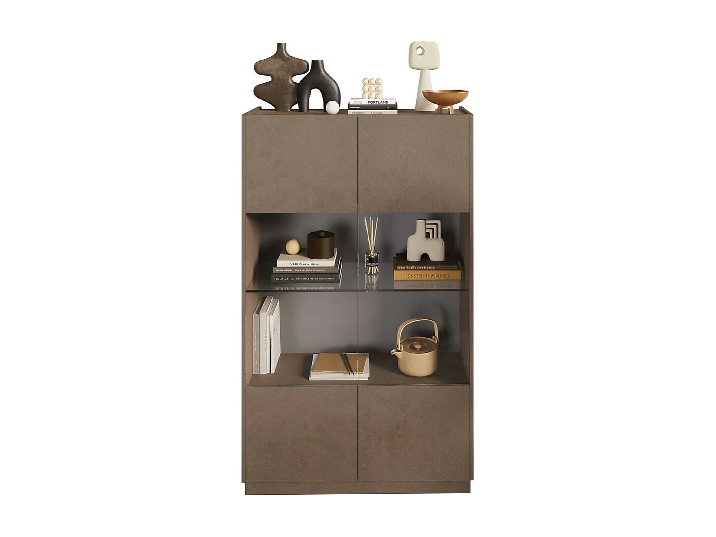 Vitrine design 2 portas coleção FANZY. Cor marrom \\ carvalho escuro.