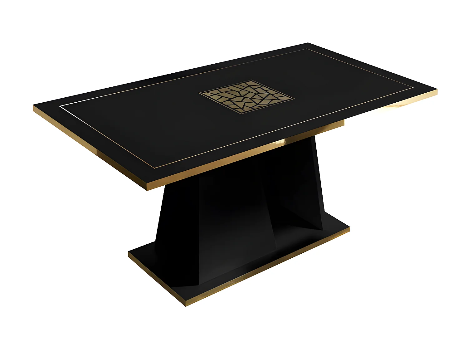 Salle à manger complète noir brillant/Or - NAHESA