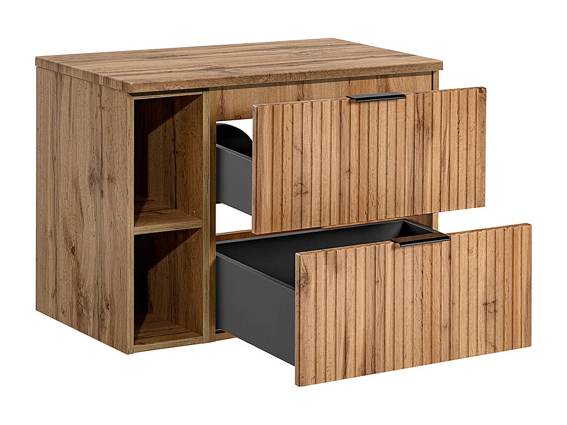 Meuble sous-vasque 80cm 2 niches Adriel Bois