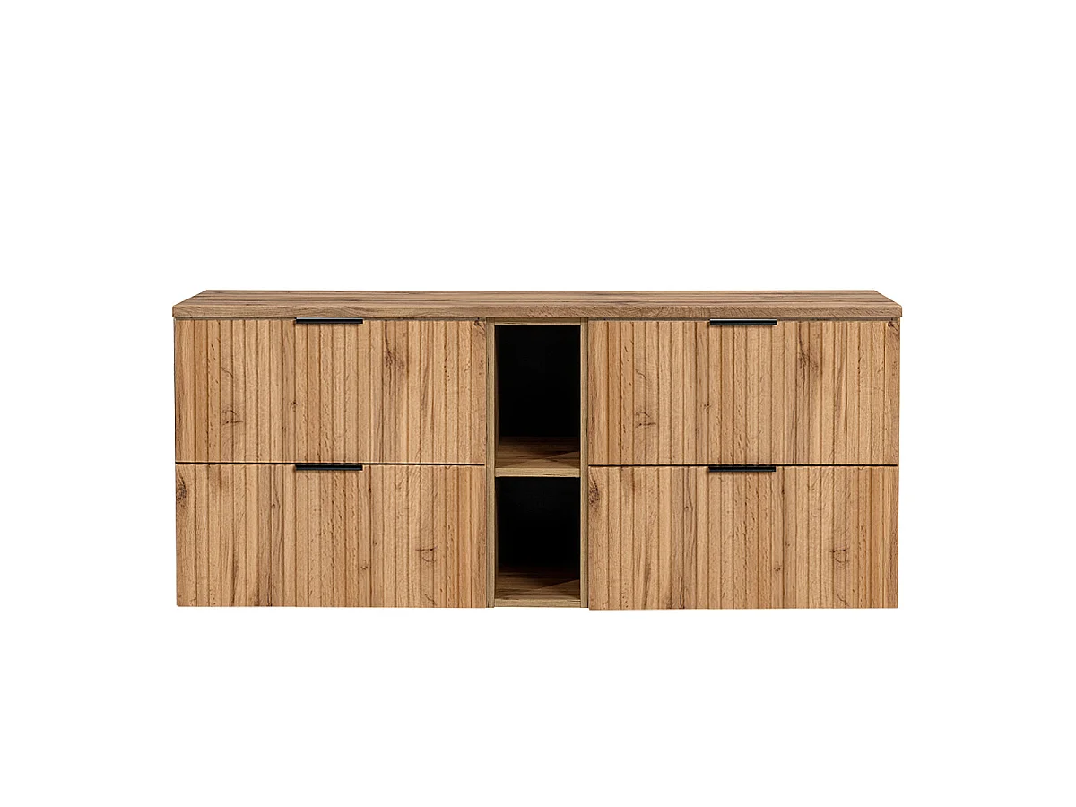 Meuble sous-vasque 140cm 2 niches Adriel Bois