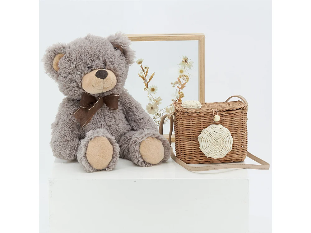 Sac enfant en rotin et cuir appareil photo