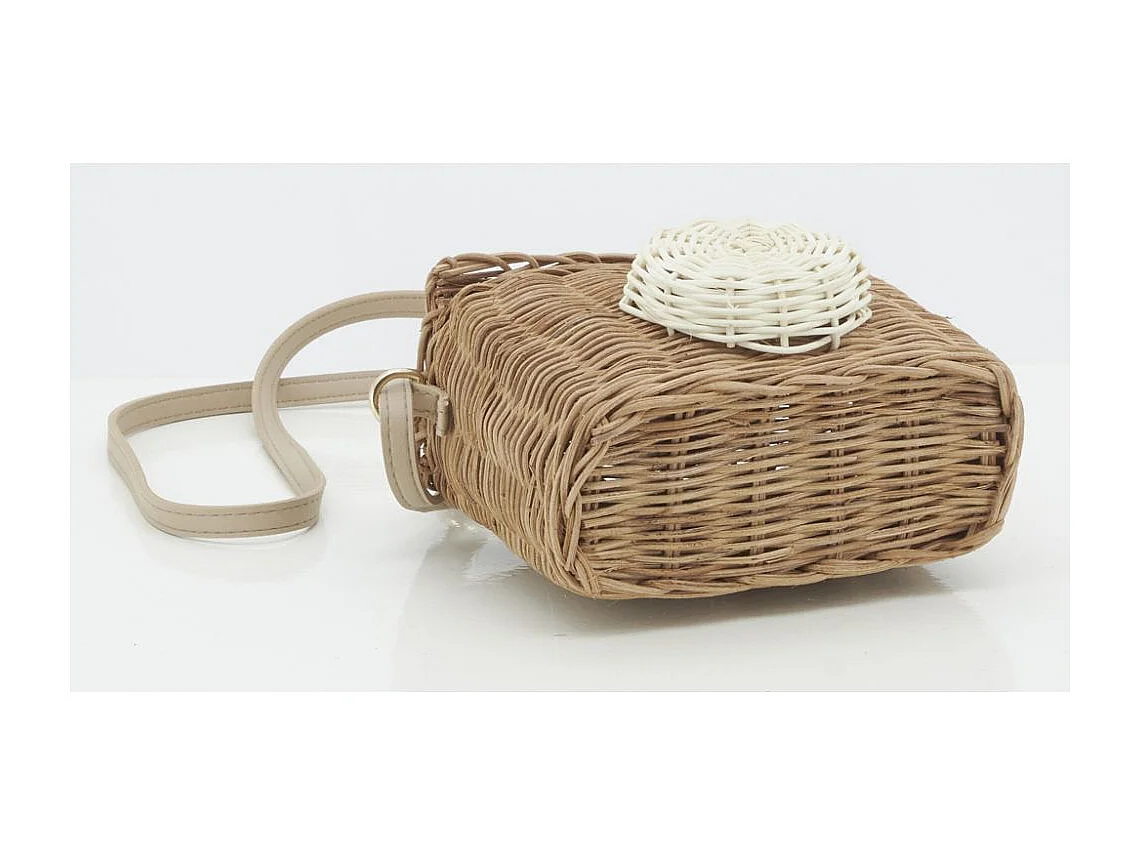 Sac enfant en rotin et cuir appareil photo