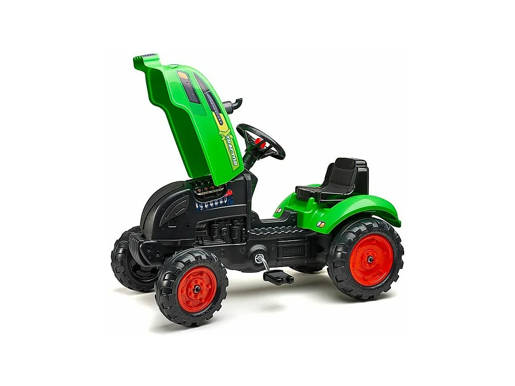 Tracteur pour enfant à pédales avec capot ouvrant et remorque X Tractor