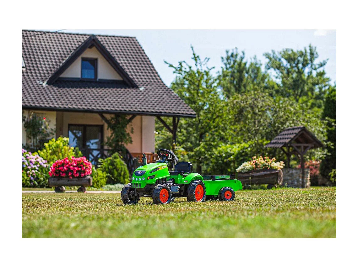Tracteur pour enfant à pédales avec capot ouvrant et remorque X Tractor