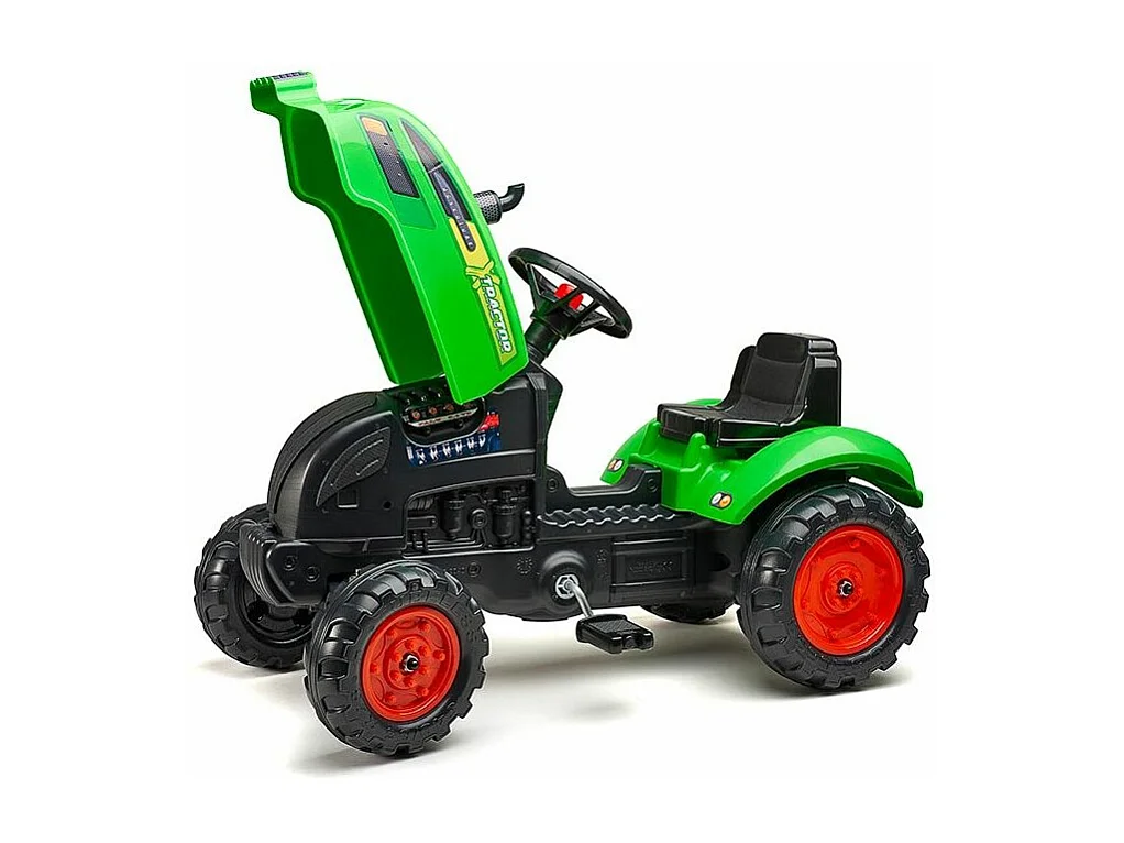Tracteur pour enfant à pédales avec capot ouvrant et remorque X Tractor