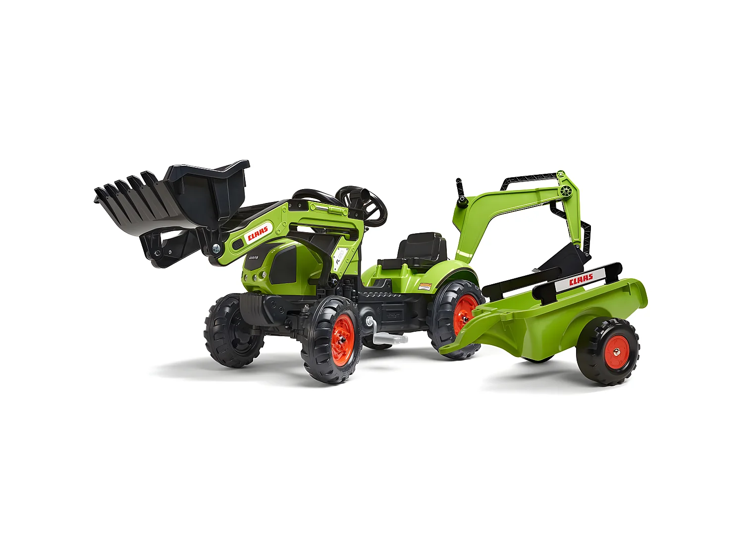 Tractopelle enfant avec excavatrice et remorque Claas