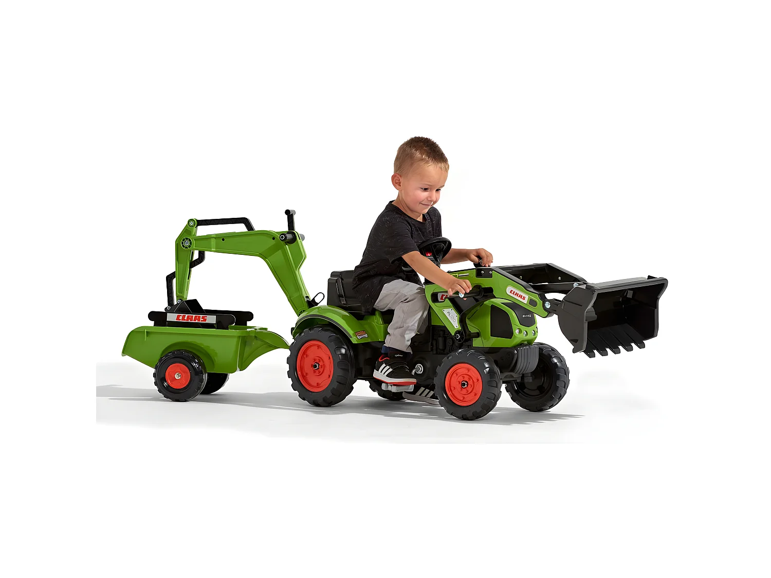 Tractopelle enfant avec excavatrice et remorque Claas