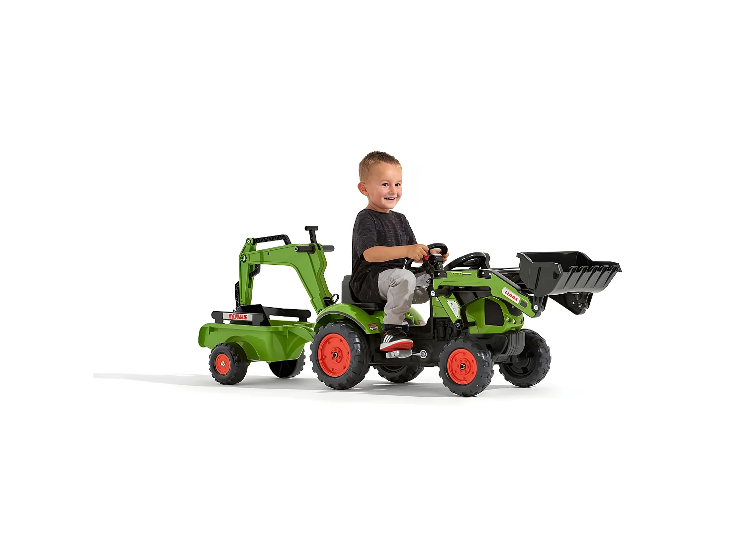 Retroescavatore per bambini con escavatore e rimorchio Claas