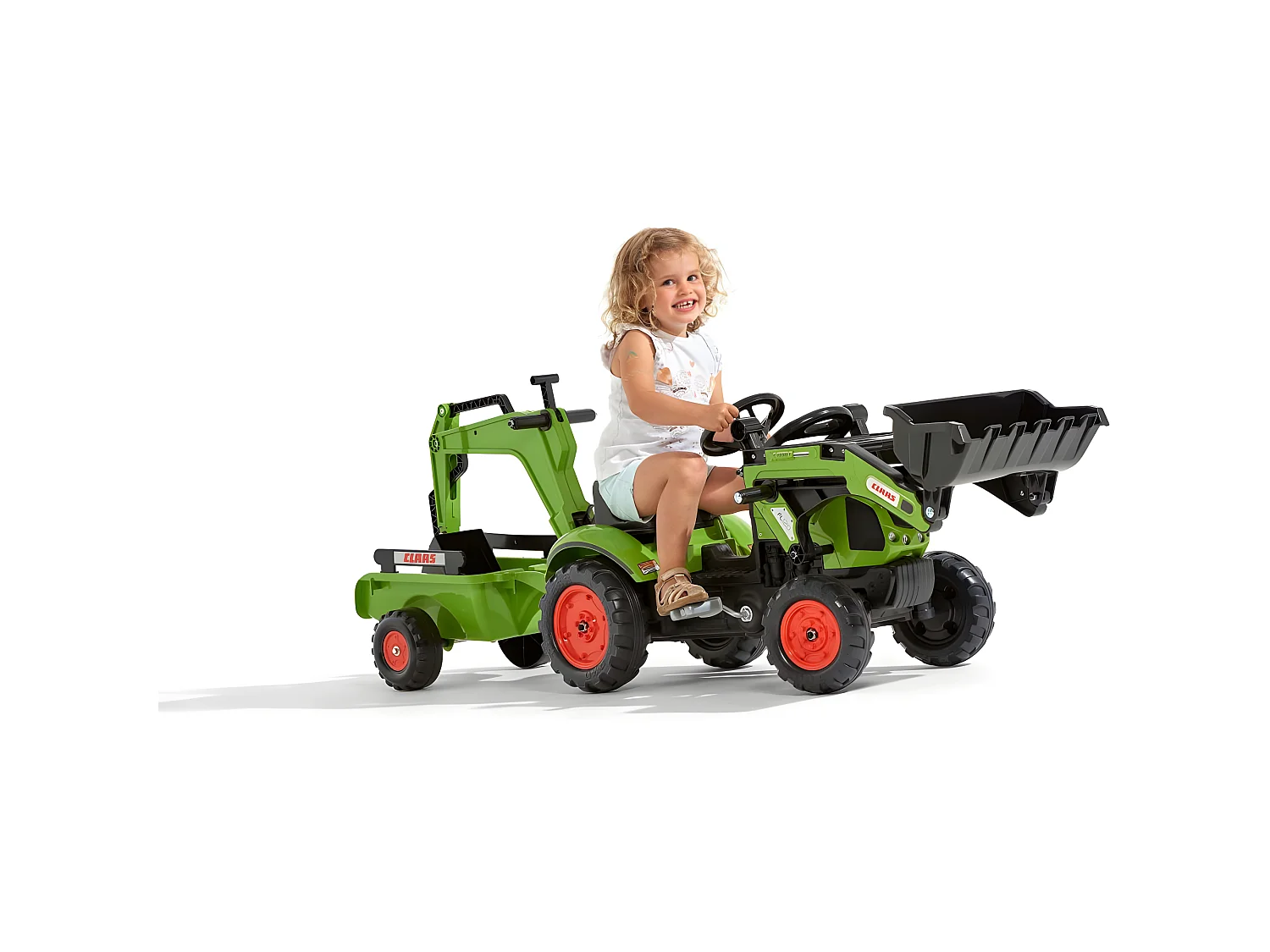 Retroescavatore per bambini con escavatore e rimorchio Claas