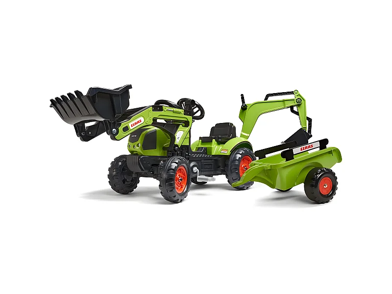Retroescavatore per bambini con escavatore e rimorchio Claas