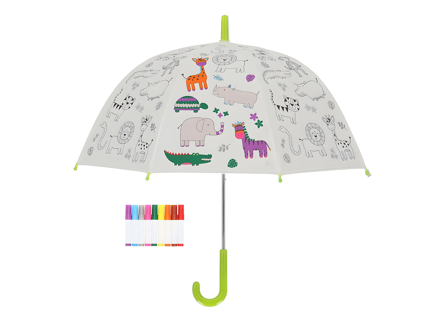 Parapluie enfant à colorier 70 cm Animaux de la jungle