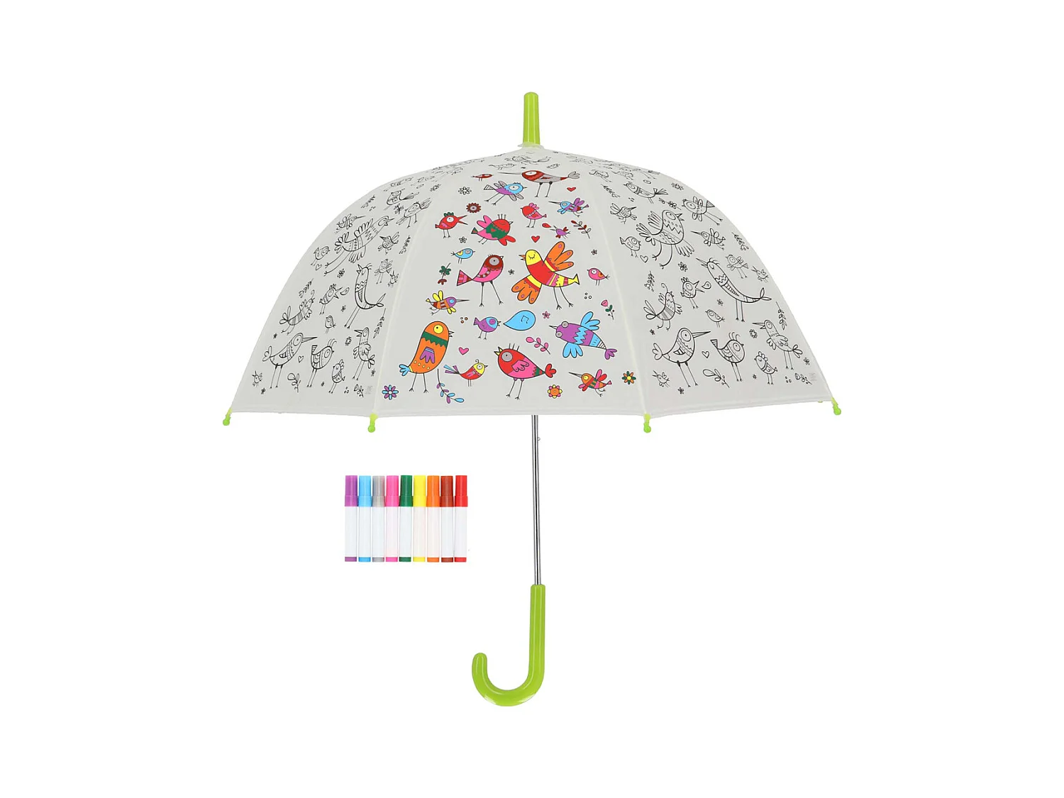 Parapluie enfant à colorier 70 cm Oiseaux