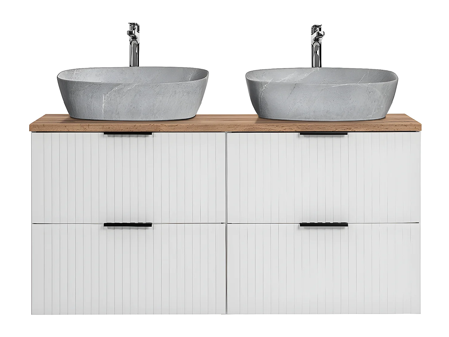 Mueble doble lavabo efecto piedra 120 cm Adriel blanco