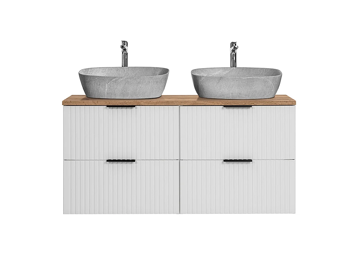 Mobile doppio lavabo effetto pietra 120 cm Adriel Bianco