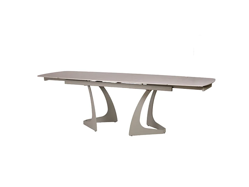 Table extensible 180 à 260 cm en céramique gris pieds taupe - VALMONT