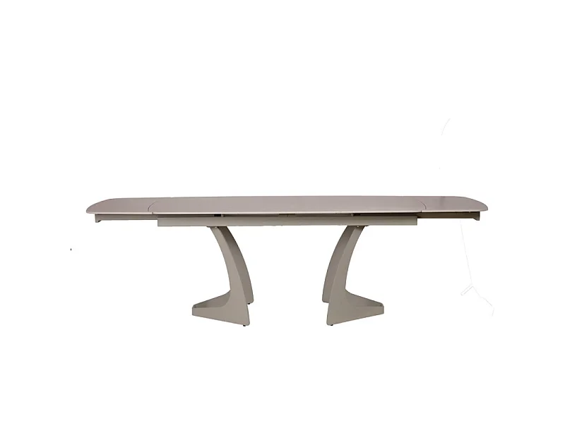 Table extensible 180 à 260 cm en céramique gris pieds taupe - VALMONT