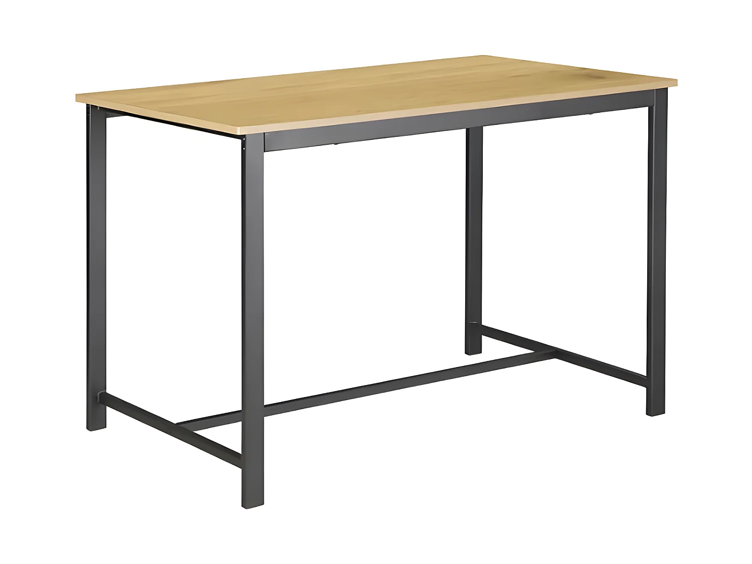 Ensemble table + 2 bancs métal et bois - Naturel